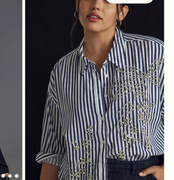 The Anthropologie Bennet Buttondown Shirt by Maeve: Beaded & Sequined Edition - Picture 2 of 14